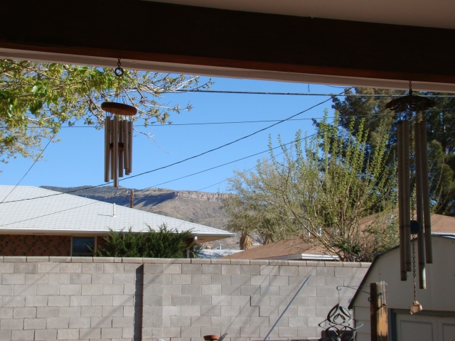 Looking out the patio door toward Table Top Mesa on a clear day.
